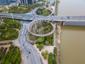 city highway interchange in shanghai on traffic rush hour Royalty Free Stock Photo