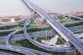 city highway interchange in shanghai on traffic rush hour Royalty Free Stock Photo