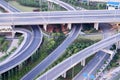 city highway interchange in shanghai on traffic rush hour Royalty Free Stock Photo