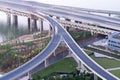 city highway interchange in shanghai on traffic rush hour Royalty Free Stock Photo