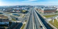 City highway junction in Krakow, Poland, Aerial panorama
