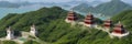 The city of Hong Kong, China, Lantau Island, with its historic temples and monasteries surrounded by green hills