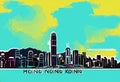 the City Hong kong Chinasketch of skyline
