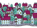 City horizontally seamless pattern with roofs