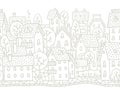 City horizontally seamless pattern with roofs