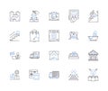 City and household outline icons collection. City, Household, Urban, Dwelling, Town, Home, Residence vector and