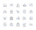 City and household outline icons collection. City, Household, Urban, Dwelling, Town, Home, Residence vector and