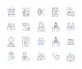 City and household outline icons collection. City, Household, Urban, Dwelling, Town, Home, Residence vector and