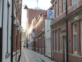 Narrow street in Hull\'s Old Town UK