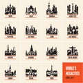 City icons, cityscape, city skyline, cities vector icons set, megacities,