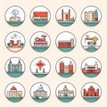 City icons set in flat style. Vector illustration for web sites and mobile applications Royalty Free Stock Photo