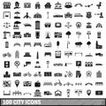 100 city icons set in simple style Royalty Free Stock Photo