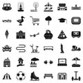 City icons set, simple style