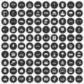 100 city icons set black circle Royalty Free Stock Photo