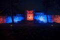 City illuminated with colored lights. Haapsalu. Estonia