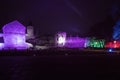 City illuminated with colored lights. Haapsalu. Estonia