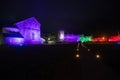 City illuminated with colored lights. Haapsalu. Estonia