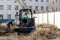 The city improvement service conducts spring cleaning of the city in Moscow