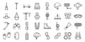 City industrial climber icons set, outline style