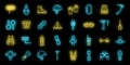 City industrial climber icons set vector neon