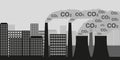 City and industry with air pollution CO2 industry smog and noxious gas emission Royalty Free Stock Photo
