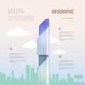 City infographics of glass modern office skyscraper