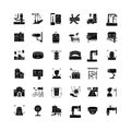 City infrastructure black glyph icons set on white space