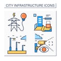City infrastructure color icons set