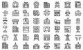 City infrastructure icons set, outline style