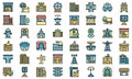 City infrastructure icons set vector flat