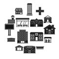 City infrastructure items icons set, simple style