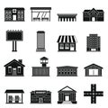 City infrastructure items icons set, simple style