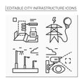 City infrastructure line icons set