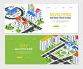 City infrastructure - set of modern colorful isometric web banners Royalty Free Stock Photo