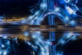 City interchange closeup at night, Smart Modern city night background and wireless communication network, wuhan city interchange Royalty Free Stock Photo