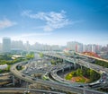 City interchange in the early morning rush hour Royalty Free Stock Photo