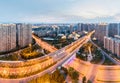 City interchange in nightfall at xian Royalty Free Stock Photo