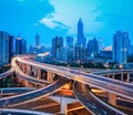 City interchange overpass at dusk Royalty Free Stock Photo