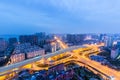 City interchange overpass in nightfall Royalty Free Stock Photo