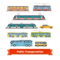 City and intercity transportation vehicles set Royalty Free Stock Photo