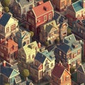 City isometric 3d tillable background texture Ai generated illustration