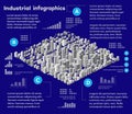 City isometric industrial factory infographics there are diagram 3D illustration Royalty Free Stock Photo