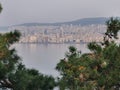 The city of Istanbul drowns in the sunset dim observed from the Prince islands