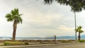 city of izmir with people walking seashore. Royalty Free Stock Photo