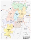 City of Johannesburg Metropolitan Municipality road, administrative and political map