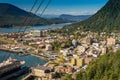 City of Juneau and cruise ship port from Mount Roberts tram. Juneau, Alaska, USA Royalty Free Stock Photo