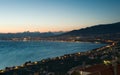 The city of Kalamata, Greece, at dusk Royalty Free Stock Photo