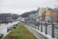 City, Kiev, Ukraine. City center with traffic. Street with buildings and people