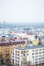 City of Kyiv (Kiev), capital of Ukraine, panorama. Colorful houses and Dnipro river on a background. Royalty Free Stock Photo