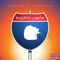 The City label and map of Costarica In American Signs Style